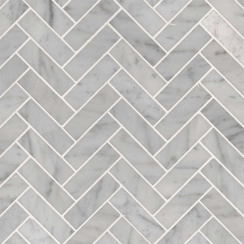 Carrara White 1x3 Herringbone