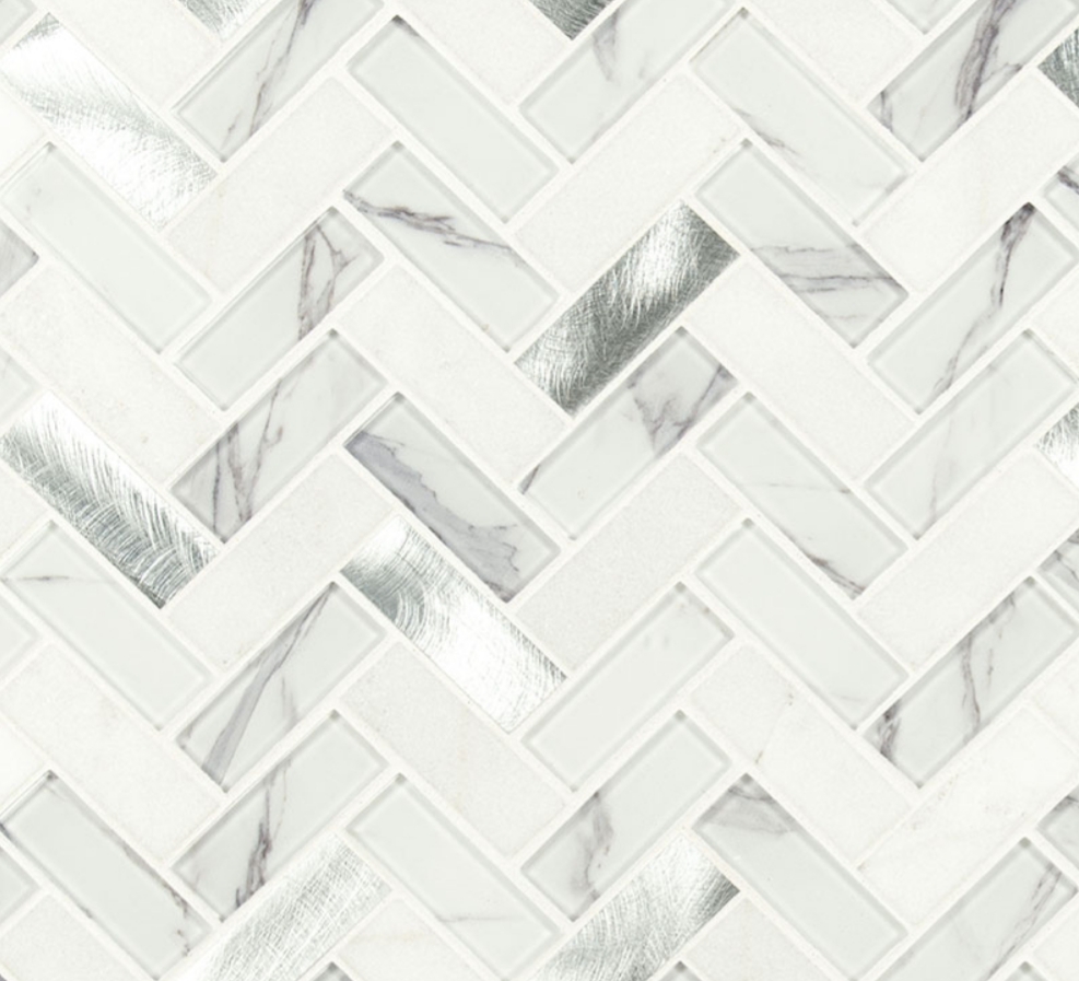 MSI Stone Herringbone Pattern Bytle Bianco Herringbone